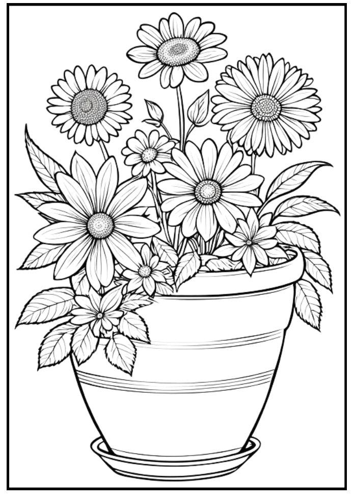 Malbuch Blumen ( 30 Seiten / A5 )
