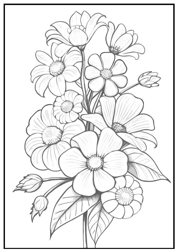 Malbuch Blumen ( 30 Seiten / A5 )