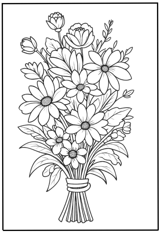 Malbuch Blumen ( 30 Seiten / A5 )
