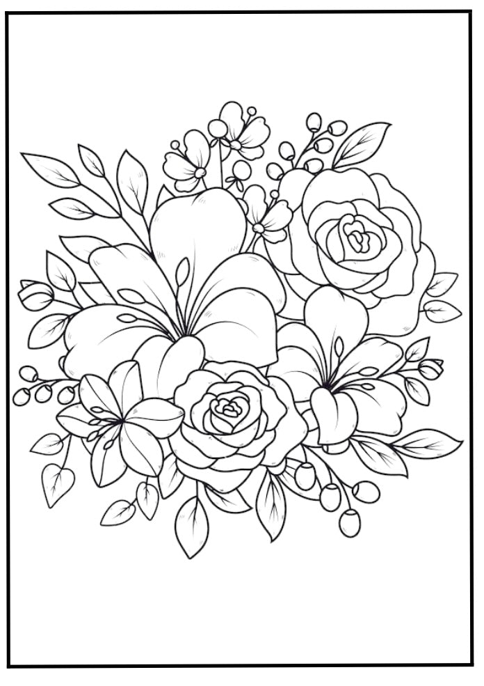 Malbuch Blumen ( 30 Seiten / A5 )